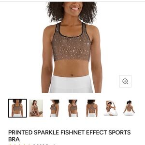 New. Fierce Pulse. Printed Sparkle Fishnet Effect Sports Bra. L